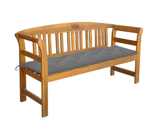 Banc De Jardin Meuble De Patio D'extérieur Terrasse Avec Coussin 157 Cm Bois D'acacia Massif 02_001