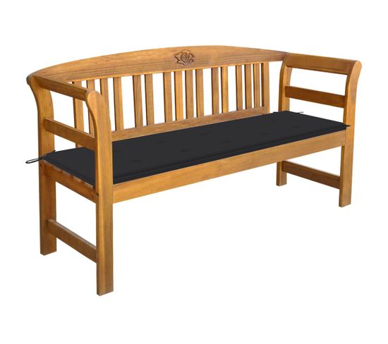 Banc De Jardin Meuble De Patio D'extérieur Terrasse Avec Coussin 157 Cm Bois D'acacia Massif 02_001