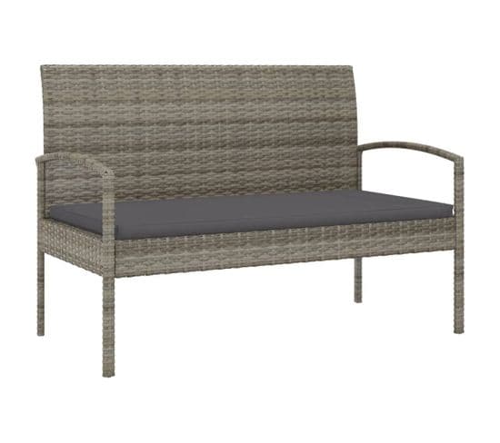 Banc De Jardin Meuble De Patio D'extérieur Terrasse Avec Coussin Gris 105 Cm Résine Tressée