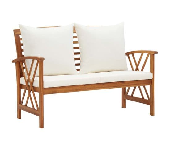 Banc De Jardin Meuble De Patio D'extérieur Terrasse Avec Coussins 119 X 67 X 83 Cm Bois Solide