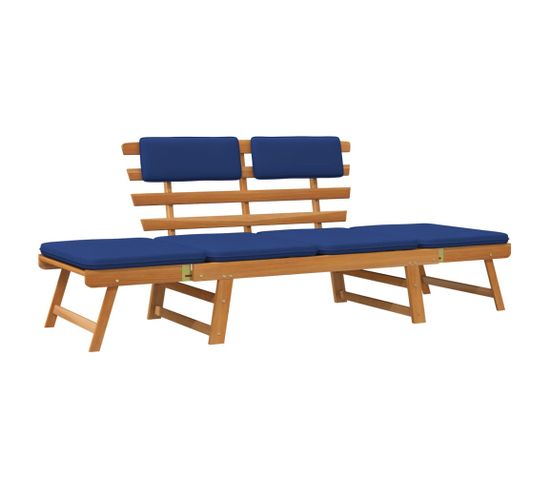 Banc De Jardin 190 Cm Meuble De Patio D'extérieur Terrasse Avec Coussins 2-en-1 Bois Solide