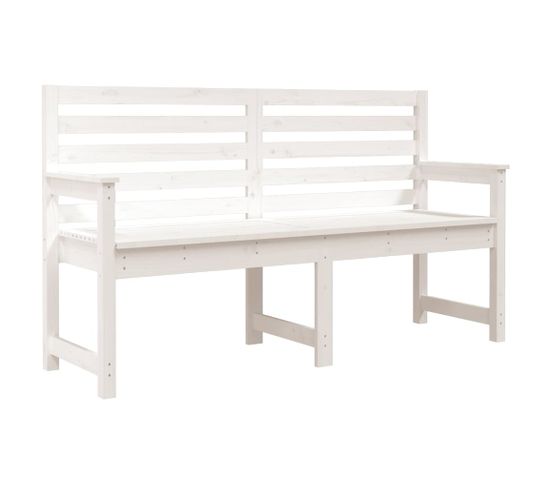 Banc De Jardin Meuble De Patio D'extérieur Terrasse Blanc 159,5 X 48 X 91,5 Cm Bois Massif De Pin