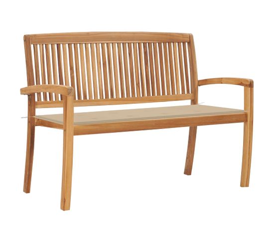 Banc De Jardin Meuble De Patio D'extérieur Terrasse Empilable Et Coussin 128,5 X 57,5 X 90 Cm Bois