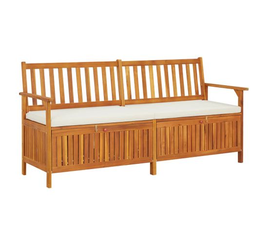 Banc De Jardin Meuble De Patio D'extérieur Terrasse De Rangement Avec Coussin 170 X 63 X 84 Cm Bois