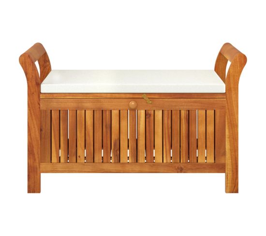 Banc De Jardin Meuble De Patio D'extérieur Terrasse De Rangement De Jardin Avec Coussin 91 Cm Bois