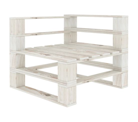 Canapé D'angle Palette De Jardin Bois 70 X 67,5 X 60,8 Cm Blanc 02_0011854