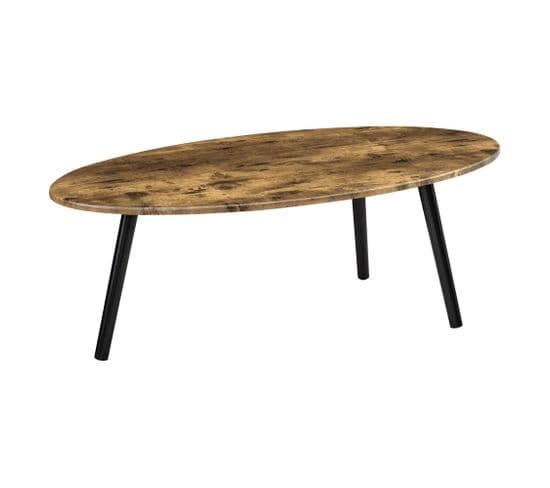 Table Basse De Salon Avec Pieds Bois Mdf 110 X 60 X 40 Cm Bois Foncé Noir 03_0006154