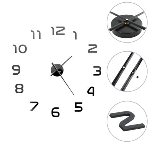 Horloge Murale 3d Design Moderne 100 Cm XXL Noir Dec022270