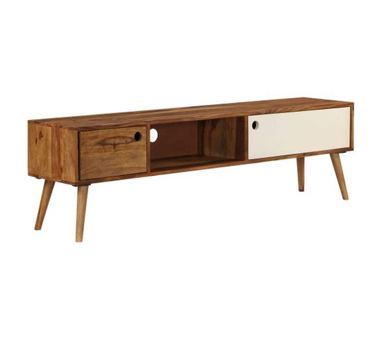 Meuble Télé Buffet TV Télévision Design Pratique 140 Cm Bois Solide De Sesham 2502071/2