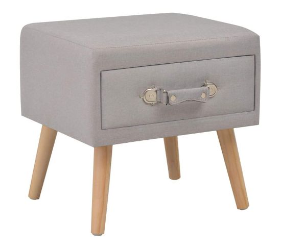 Table De Nuit Chevet Commode Armoire Meuble Chambre Gris 40x35x40 Cm Tissu 1402095