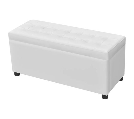 Banquette Pouf Tabouret Meuble Pouf De Rangement Cuir Synthétique Blanc 3002220