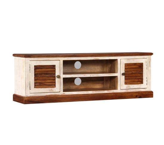 Meuble Télé Buffet TV Télévision Design Pratique Bois Massif De Manguier Et Sesham 120 Cm 2502172