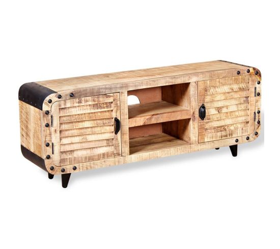 Meuble Télé Buffet TV Télévision Design Pratique Bois De Manguier Massif 120 Cm 2502141