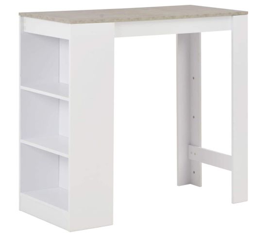 Table Haute Mange Debout Bar Bistrot Avec Étagère Blanc 110 Cm 0902051