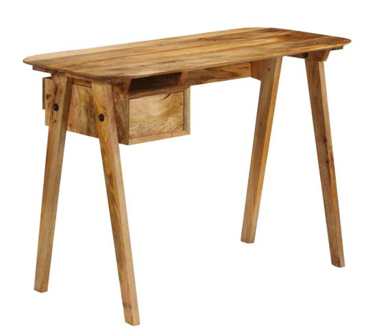 Bureau Table Meuble Travail Informatique 110 Cm Bois De Manguier Massif 0502099