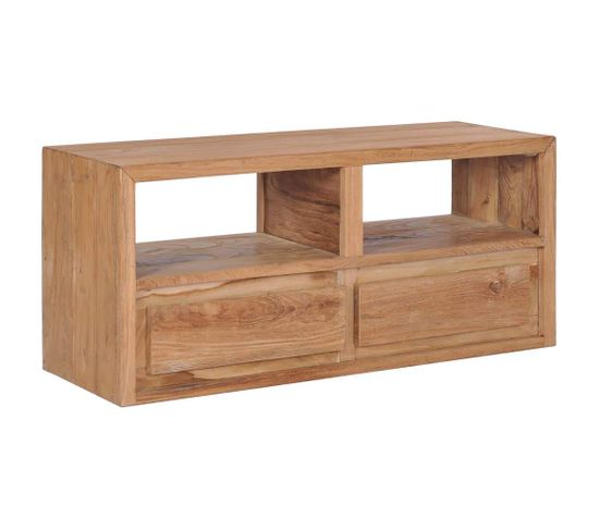 Meuble Télé Buffet Tv Télévision Design Pratique 90 Cm Bois De Teck Massif 2502086