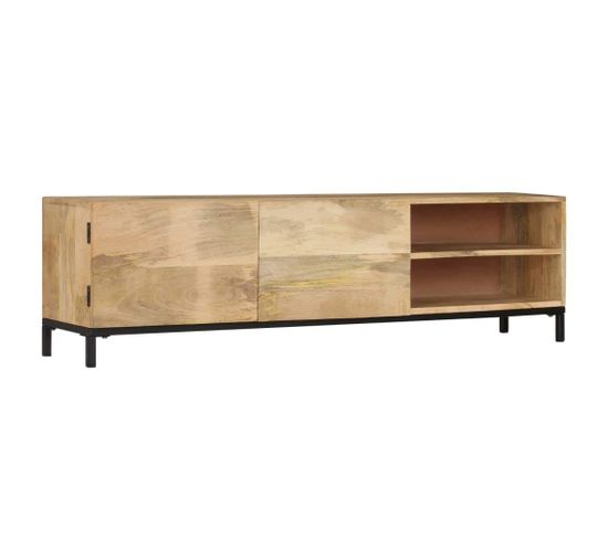 Meuble Télé Buffet TV Télévision Design Pratique 145 Cm Bois Massif De Manguier 2502075