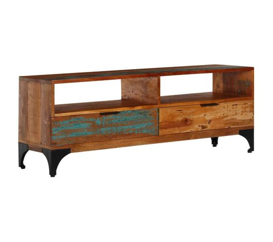 Meuble Télé Buffet Tv Télévision Design Pratique 118 Cm Bois De Récupération Massif 2502288