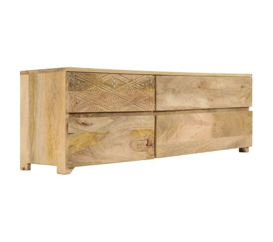 Meuble Télé Buffet TV Télévision Design Pratique Bois Massif De Manguier 120 Cm 2502171