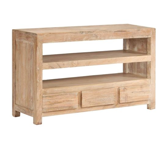 Meuble Télé Buffet TV Télévision Design Pratique Bois D'acacia Massif 90 Cm Marron Clair 2502125