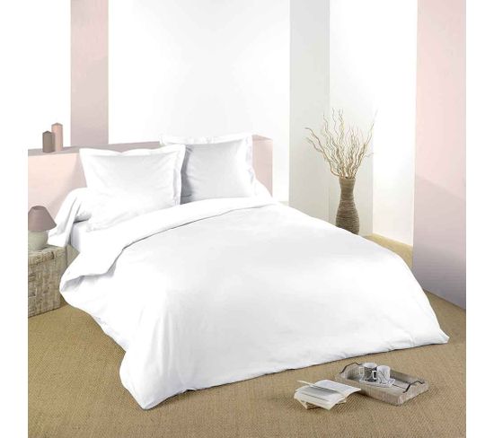 Housse De Couette Unie En Coton - 260x240 Cm - Blanc