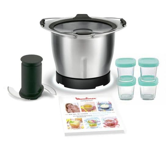 Mini Bol Companion De 1,4l Inox + 4 Pots Bébé + 20 Recettes - Xf387e10