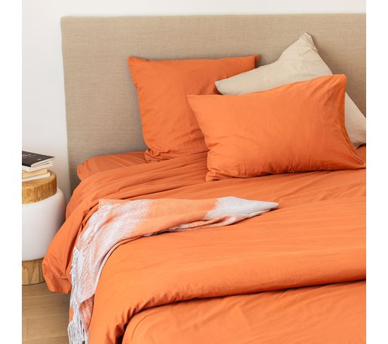 Housse De Couette Cap Ferret Corail 140 X 200 Cm Orange