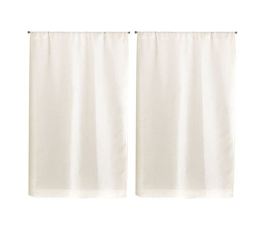 Paire De Vitrages Unis En Etamine - 45x60 Cm - Blanc