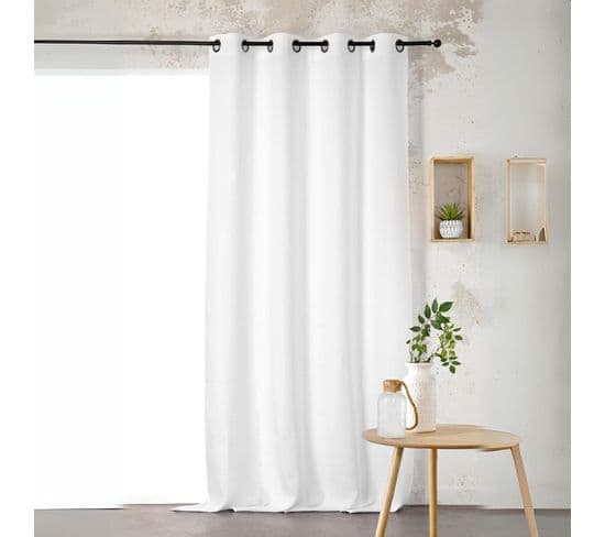 Rideau Voilage Uni 100% Lin - 145x260 Cm - Blanc