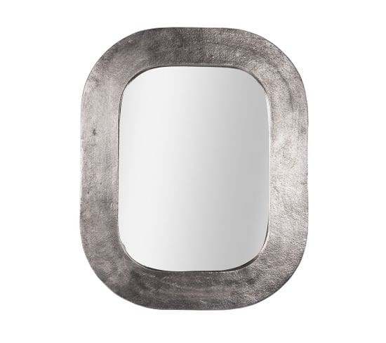 Miroir En Métal Argenté 40x50 Cm