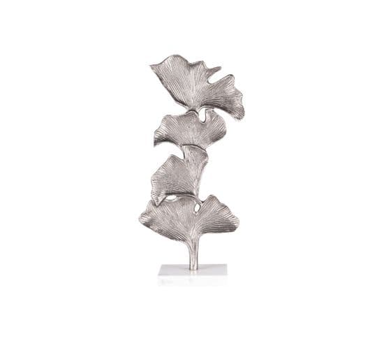 Sculpture Ginkgo Fonte Argent 20x41 Cm