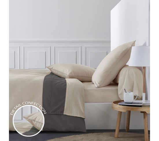 Parure De Couette Percale Coton Sydney Beige  220x240 cm