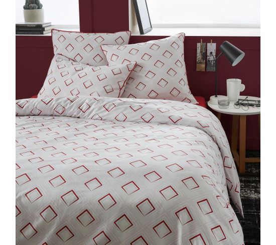 Parure De Lit 100% Coton 57 Fils Shan Cerise Taille 240x260 Cm