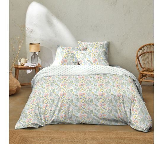 Housse De Couette 220x240 Cm + 2 Taies D'oreiller 63x63 Cm Coton 51 Fils Lila Multico