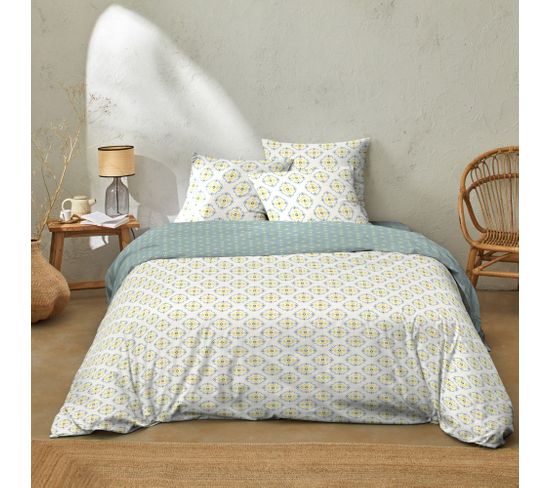 Housse De Couette 220x240 Cm + 2 Taies D'oreiller 63x63 Cm Coton 51 Fils Creala Multico