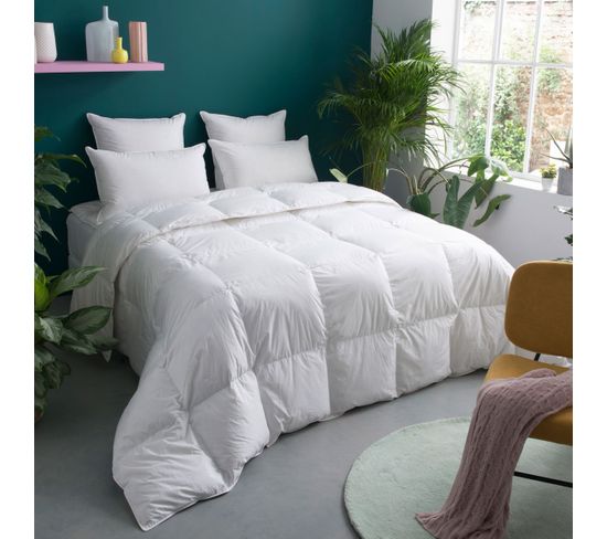 Couette Temperee 80% Duvet - Coton - Gabrielle 140 X 200 Cm Blanc