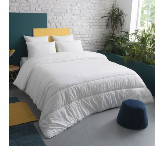 Couette Chaude Gonflant Durable - Coton Bio - Odette 200 X 200 Cm Blanc