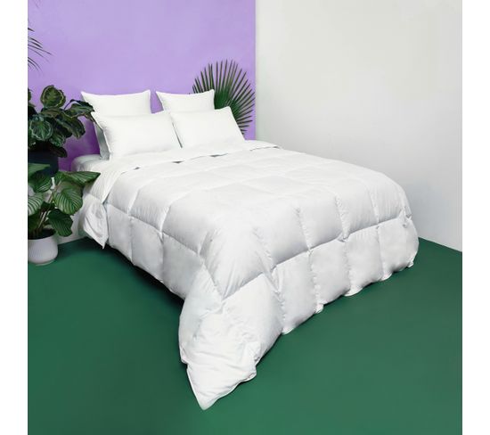 Couette Temperee 40% Duvet - Coton - Marguerite 140 X 200 Cm Blanc