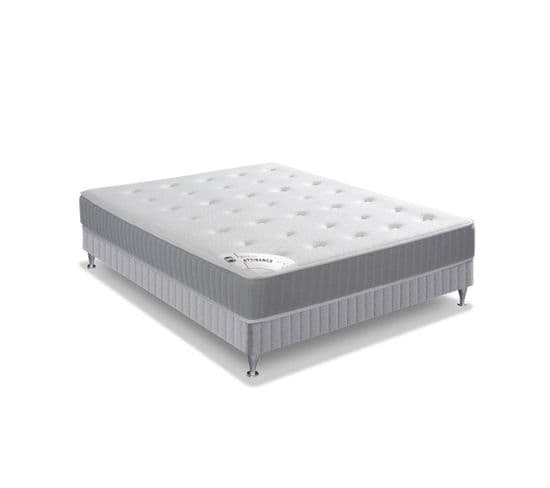 Ensemble Matelas ressort 140x190 cm Attirance + Sommier - H24 cm - Ressorts Ensachés, Ferme