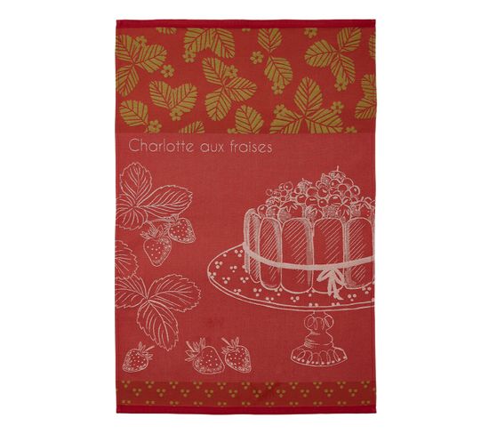 Torchon Imprimé En Jacquard De Coton Rouge 50x75