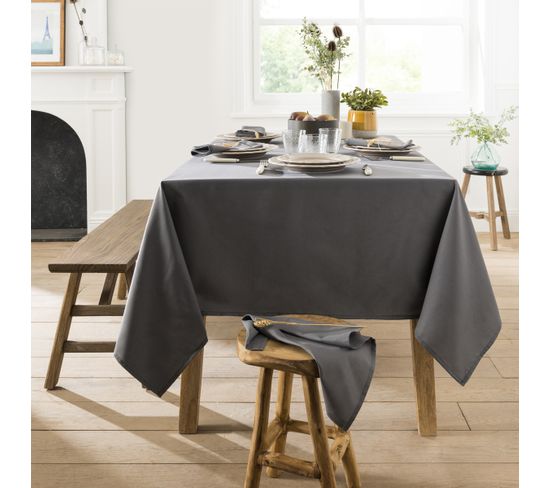 Nappe En Coton Traitee Teflon  Anthracite 150 X 190