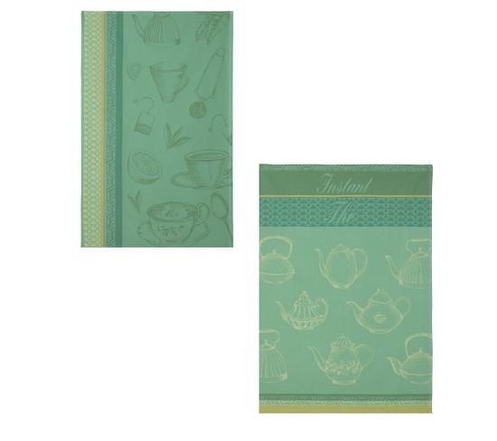 Lot De 2 Torchons En Coton Vert 50x75