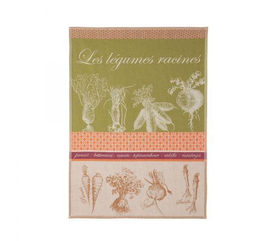 Torchon En Jacquard De Coton Vert 50x75