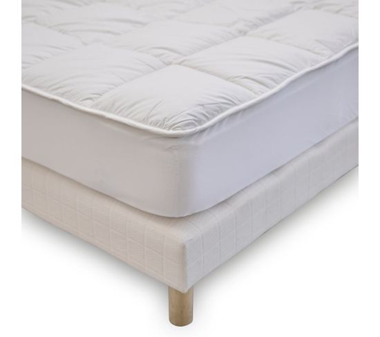 Surmatelas 90x190 Cm Sensation Duvet Confort Moelleux Enveloppe 100% Coton