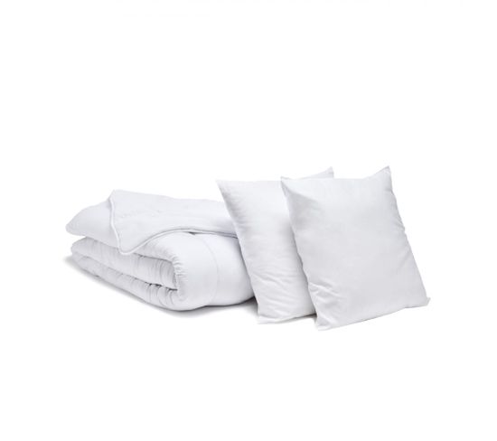 Pack Été Couette 220x240cm + 2 Oreillers 60x60cm Anti-transpiration Topcool