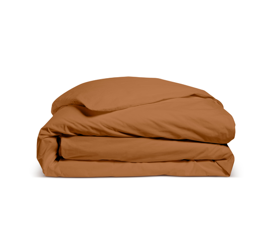 Housse De Couette Unie 140x200cm Percale Terracotta