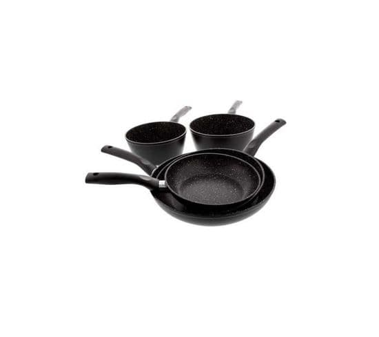 Lot De 3 Poeles 20, 24 Et 28 Cm + 2 Casseroles De 18 Et 20 Cm