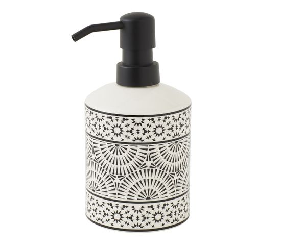 Tribu - Distributeur De Savon En Porcelaine Blanc Et Noir Tribu