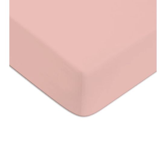 Coton Unis - Drap Housse En Coton 57 Fils Uni Bonnet 25cm Rose 140x190cm