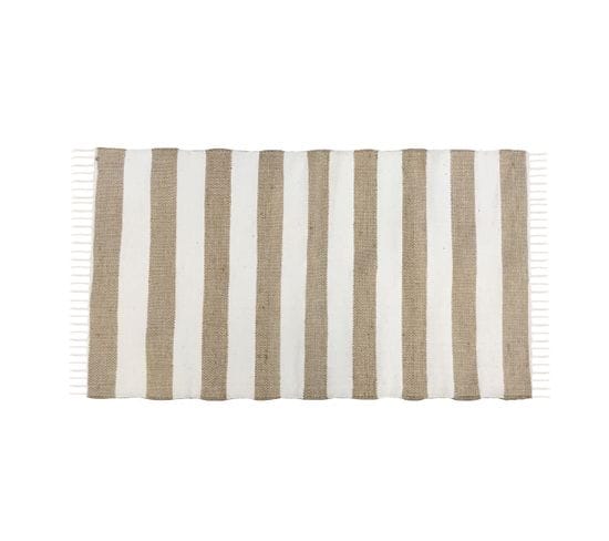 Java - Tapis Déco En Coton Beige Et Blanc